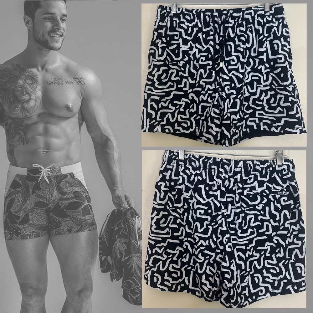 Capelle Swim Trunks Large runs small 32-40" waist 5.5" inseam Nylon blend